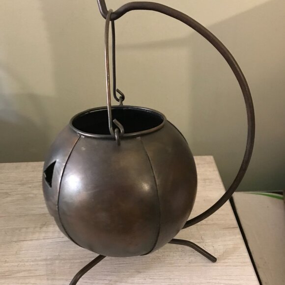 JACK O LANTERN PUMPKIN HANGING CANDLE HOLDER METAL DECOR Halloween - Picture 4 of 9